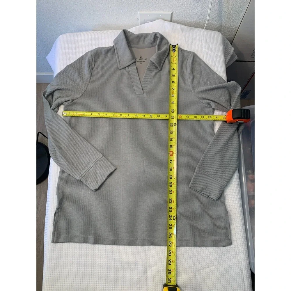 (H-237) Cuddl Duds Lounge Set Women TS Gray 2PC Top & Pants Soft Stretch QVC New